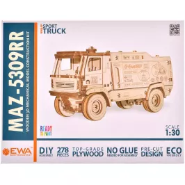 Механический 3D конструктор из дерева "МАЗ-5309RR" картинка 371955 - МосИгра